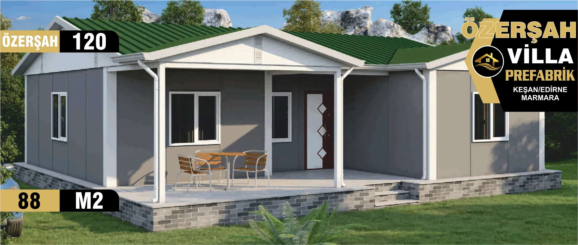 120 - 88m² Tek Katlı Prefabrik Ev